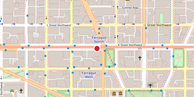 Map showing the Washington office at 1717 K Street NW