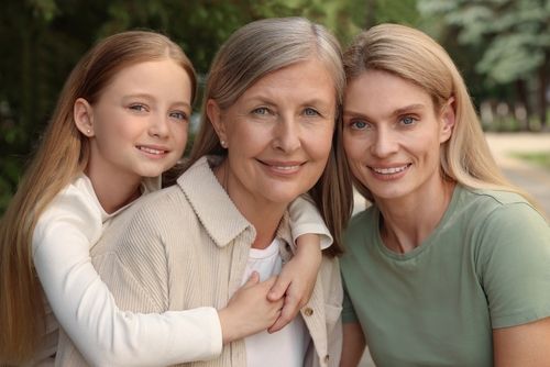 Three generations of women